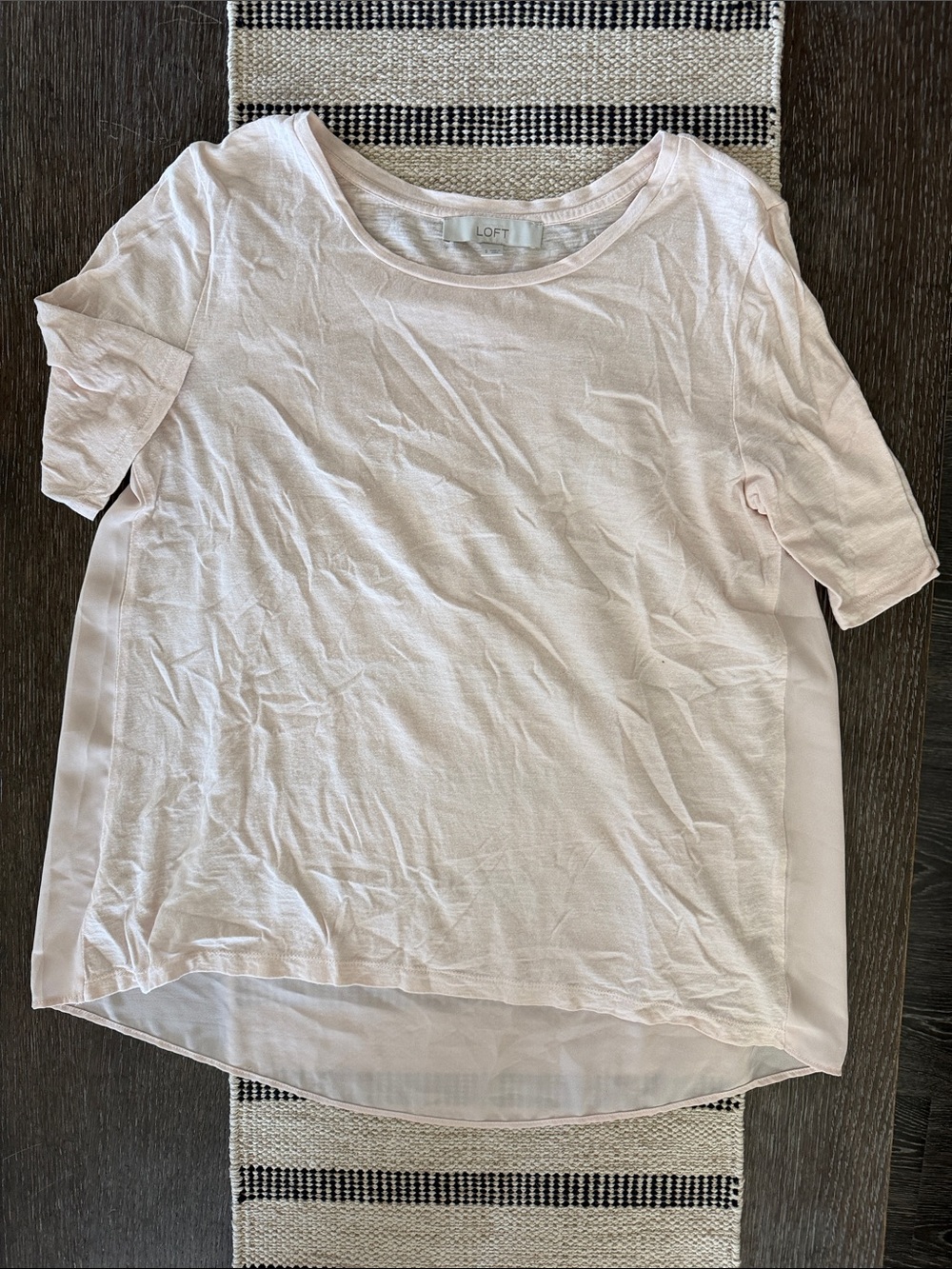 LOFT Pale Pink Short Sleeve Layered-Back Tee